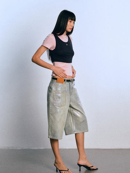 Color-Block Splicing Two-in-One T-shirt