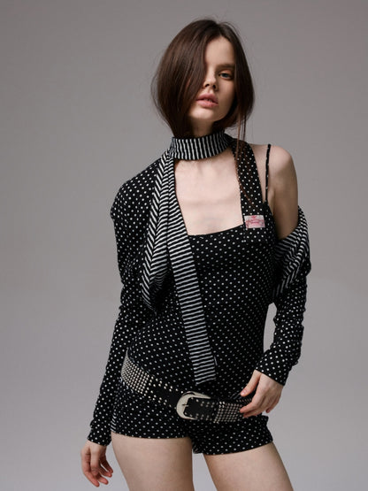 Polka Dot Stripe Double-sided Scarf