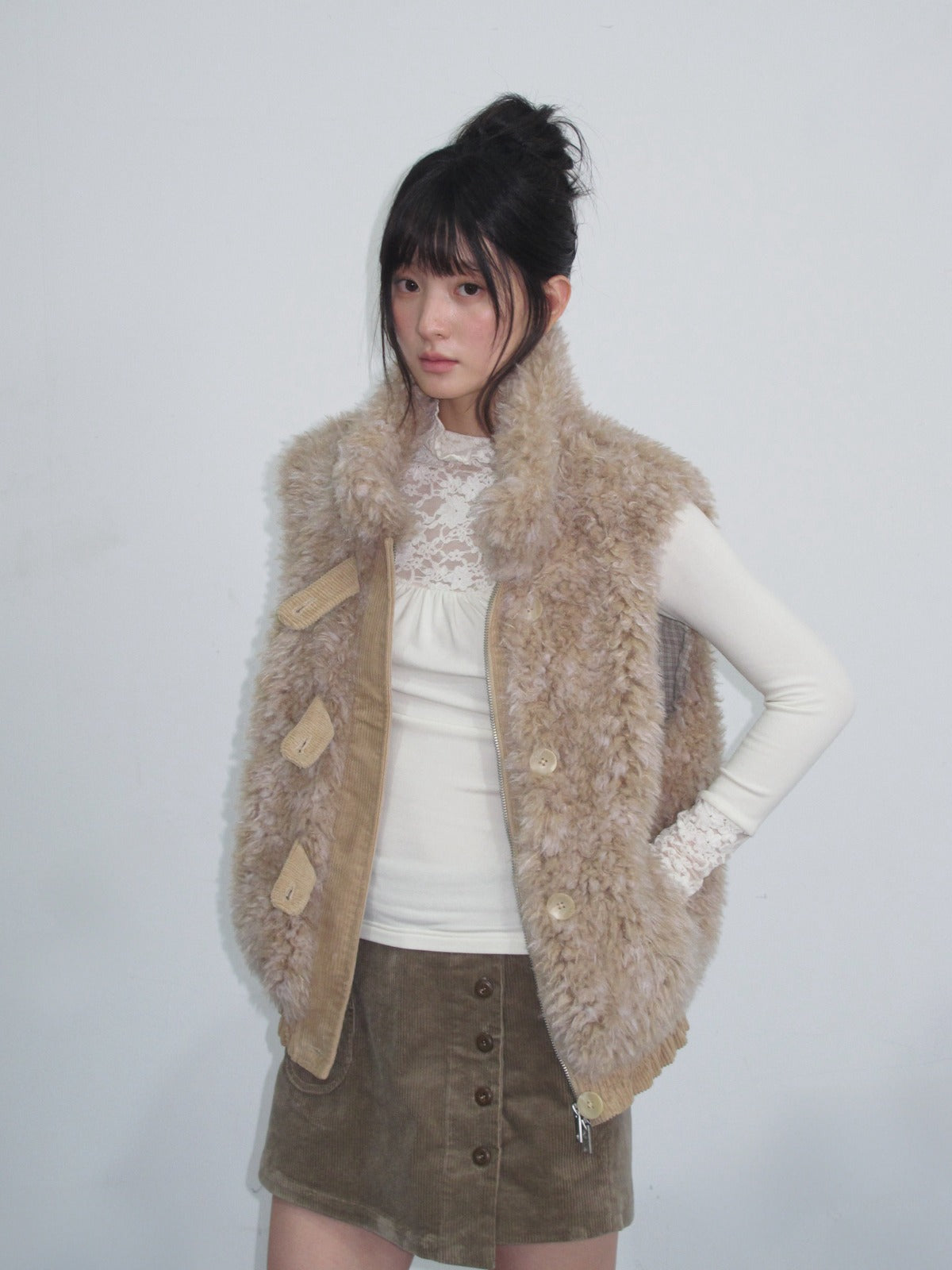 Vintage Ruffle Trim Patchwork Vest