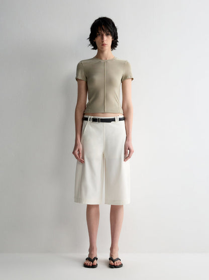 Split-Line Sheer Short Sleeve T-shirt