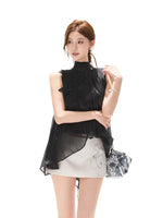 Beaded Satin Halter Top