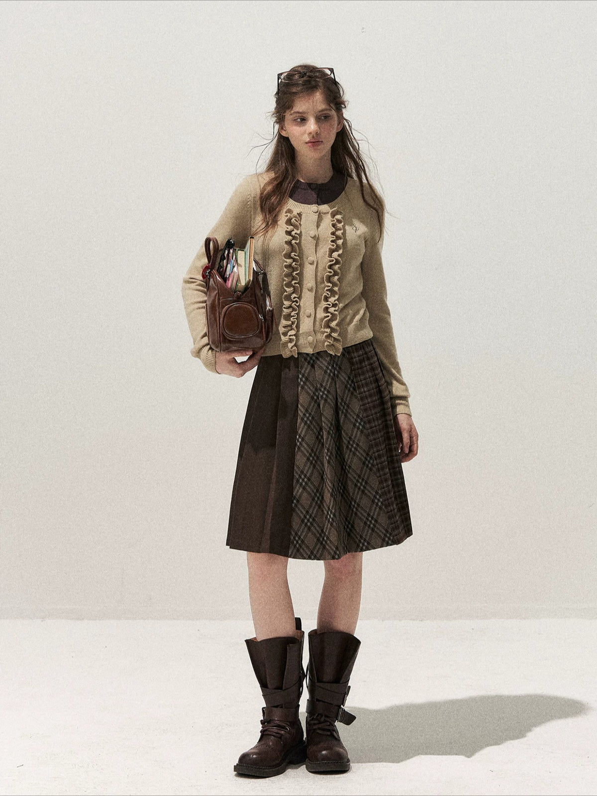 Ruffle Trim Vintage Knit Sweater