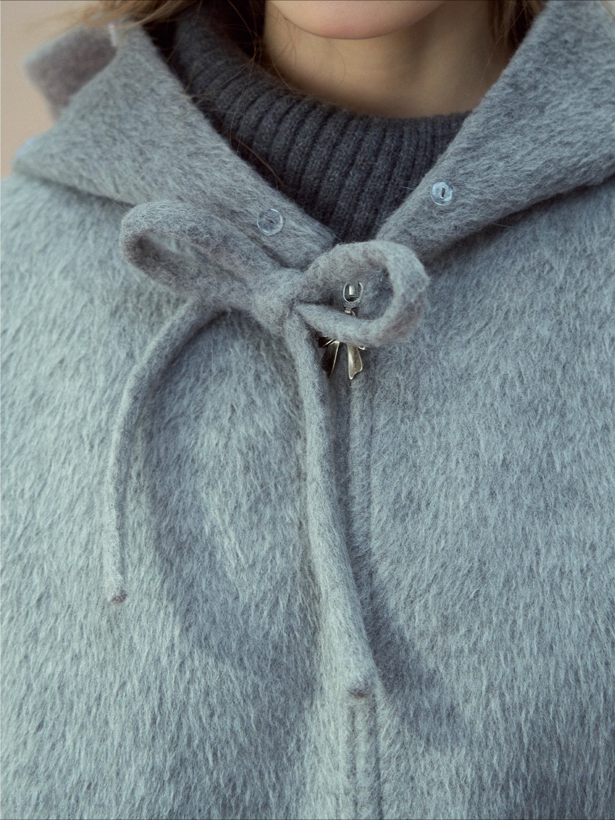 Wool Blend Faux Fur Collar Coat