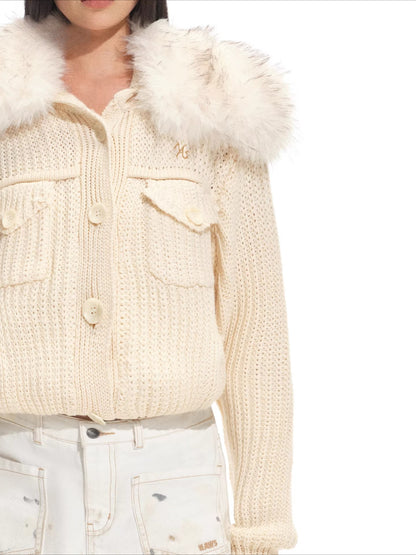 Colmar Fox Fur Oversized Cardigan