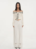Parallel Line Straight-Leg V-Waist Pants