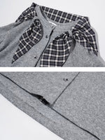 Wool Blend Plaid Tie Cardigan