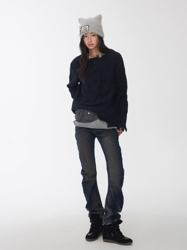 Cable Wool Brushed Sweater