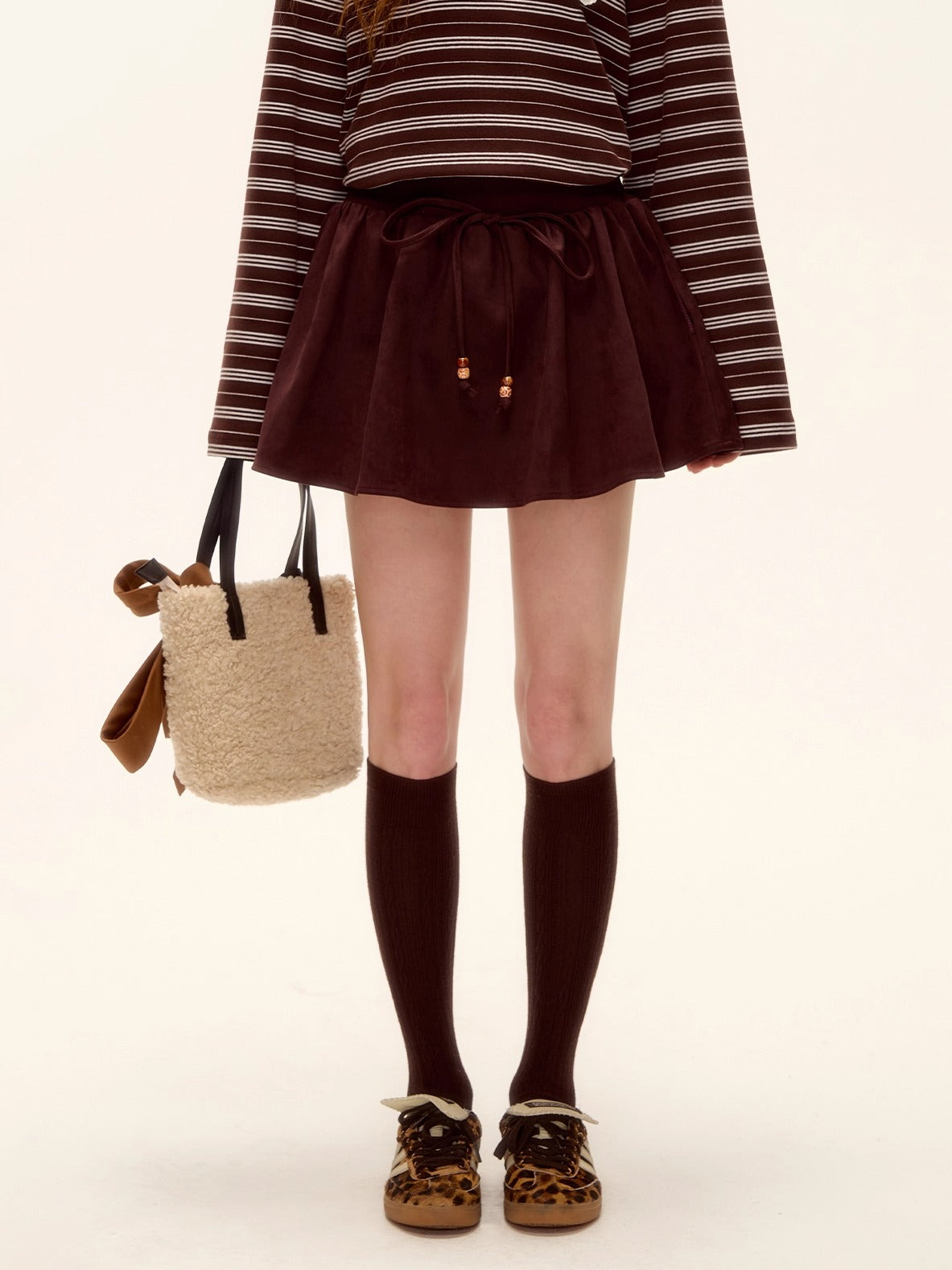 Suede Beaded Mini Skirt