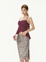 Sequin Slit Midi Skirt