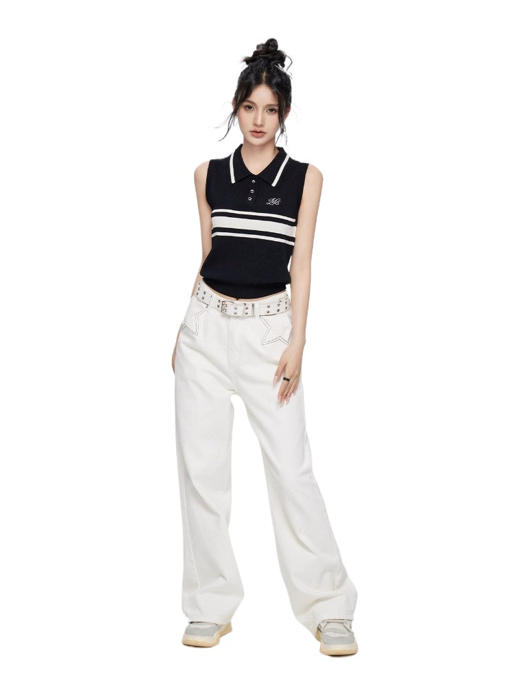 Star Denim Wide-Leg Pants