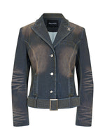 Wide Waist Belt Denim Blazer