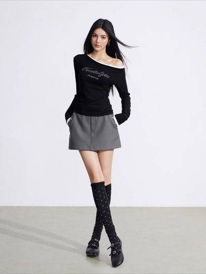 Asymmetric Rhinestone Tee