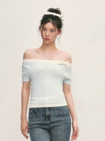 Cable Knit Off-Shoulder Top