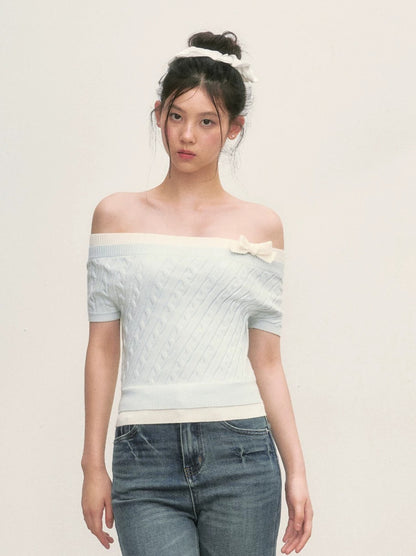 Cable Knit Off-Shoulder Top
