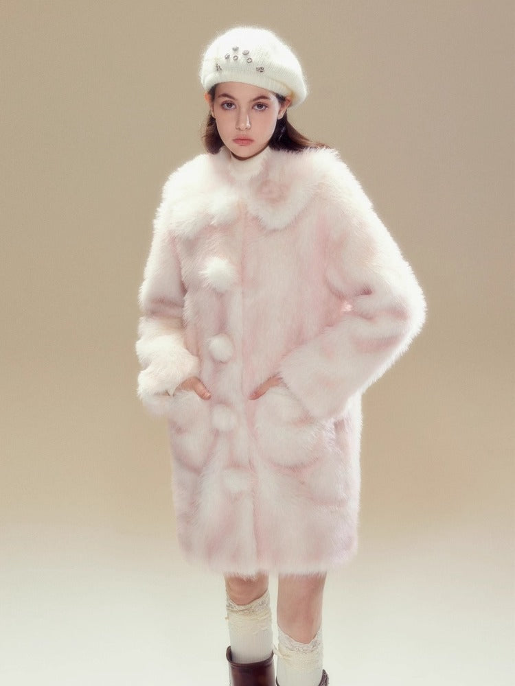 Pink Reversible Ombre Faux Fur Jacket