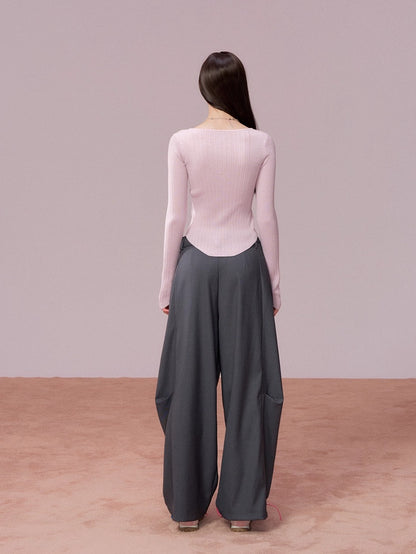 Belted Wide-Leg Tailored Trousers