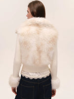 Faux Fur Patchwork Fitted Knit Jacket
