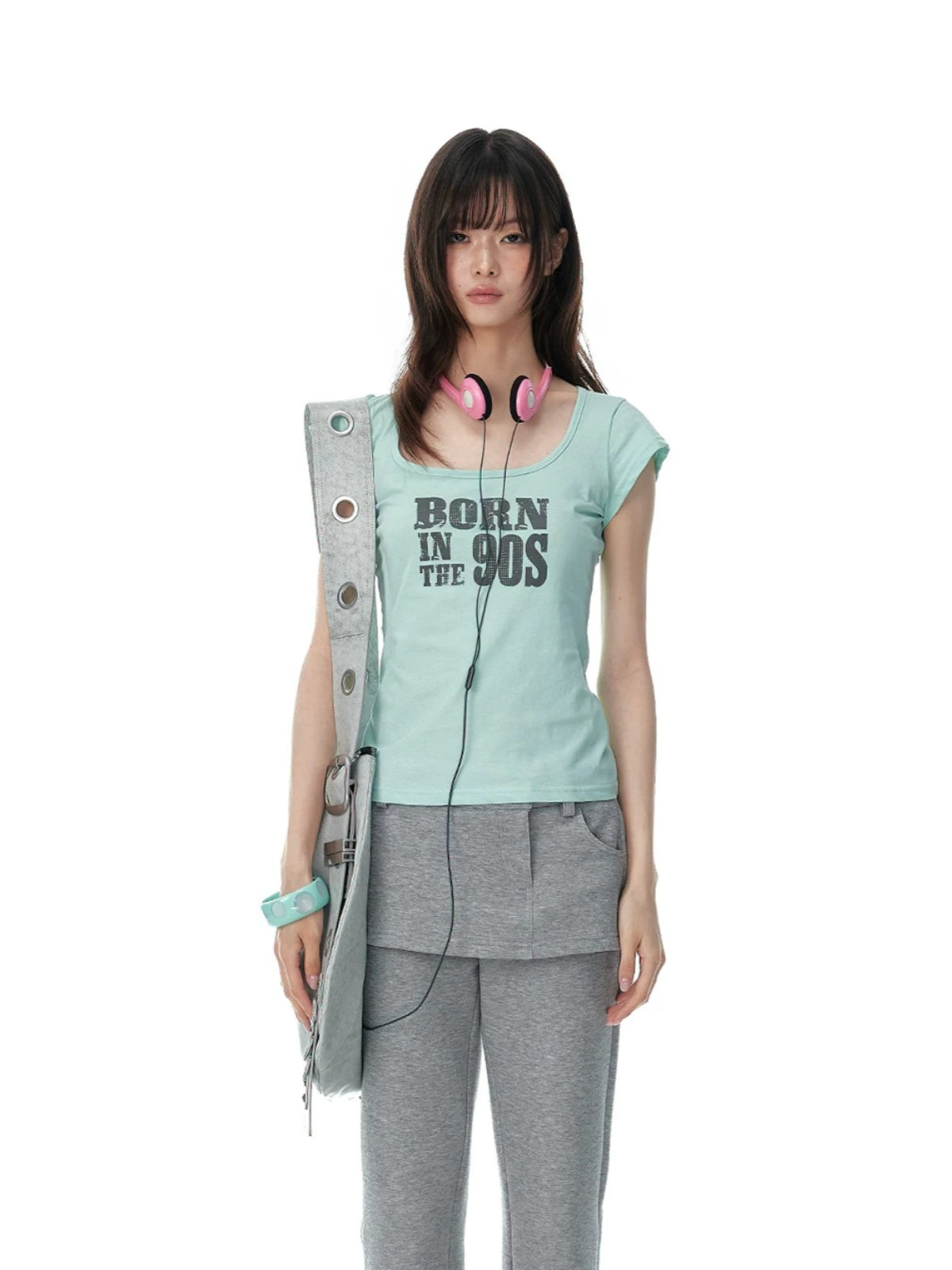 Korean Mint Graphic Slim T Shirt