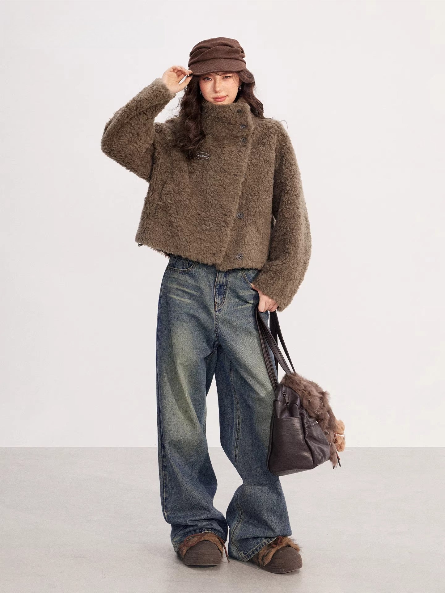 Shearling Stand Collar Jacket