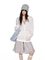 Striped Hooded Long Sleeve Top
