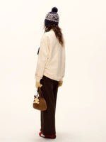 Floral Pony Print Fleece-Lined Pullover Sweatshirt