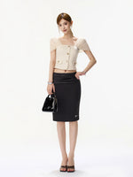 Satin Ruched Midi Skirt