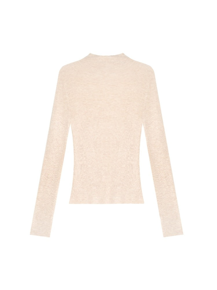 Wool-Blend Turtleneck Knit Top