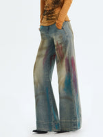 Hand-Painted Straight Denim Pants