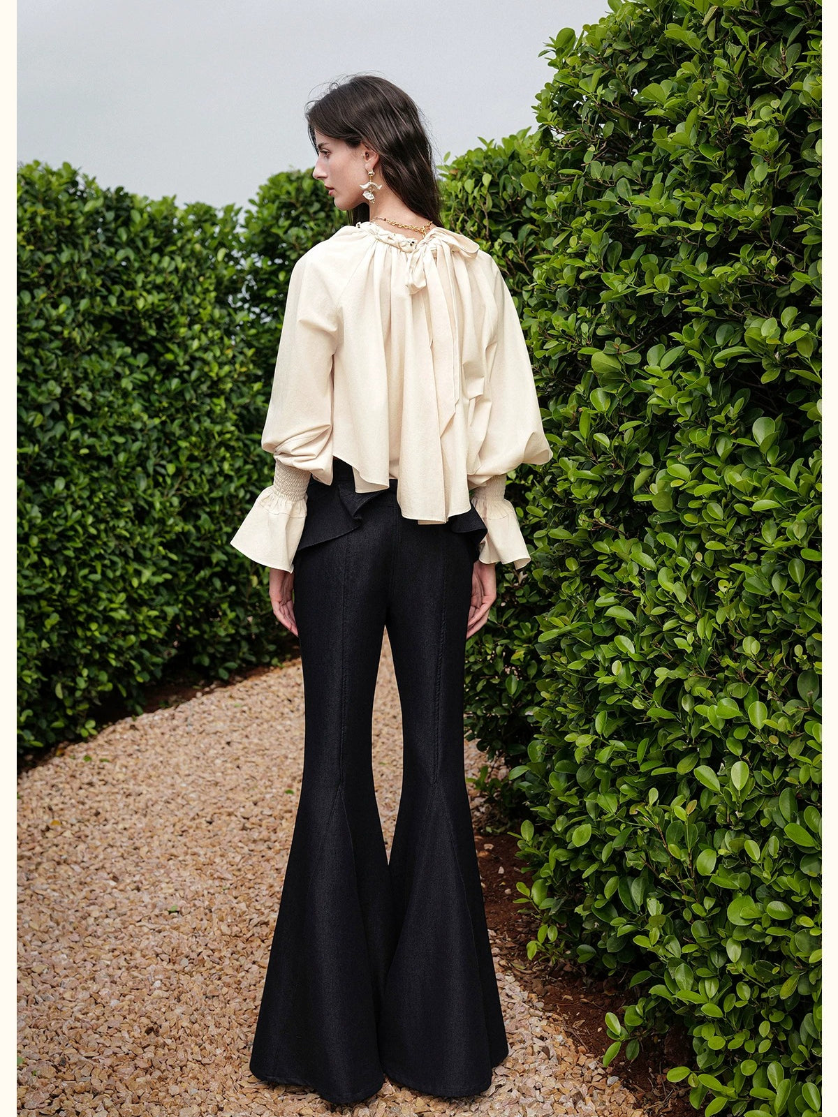 Rope Detail Flared Sleeve Blouse