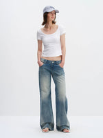 Lace Trim U-neck Tee