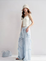 White And Blue Lace Trim Tank