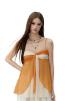 Apricot & Purple Catcher Chiffon Top
