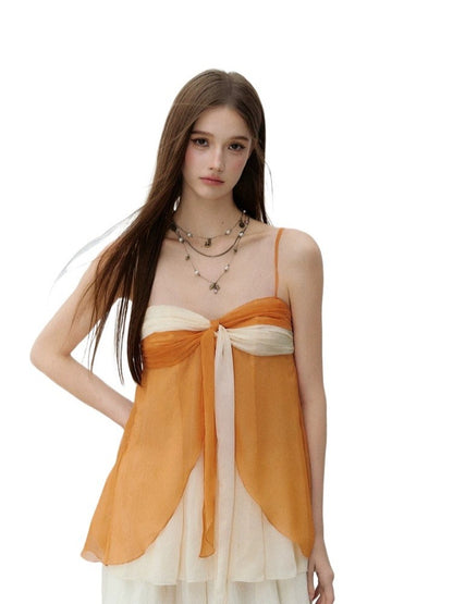Apricot &amp; Purple Catcher Chiffon Top