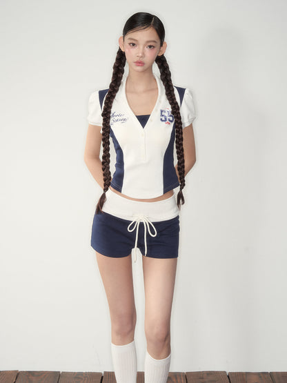 White Jersey-Style Polo &amp; Shorts Set