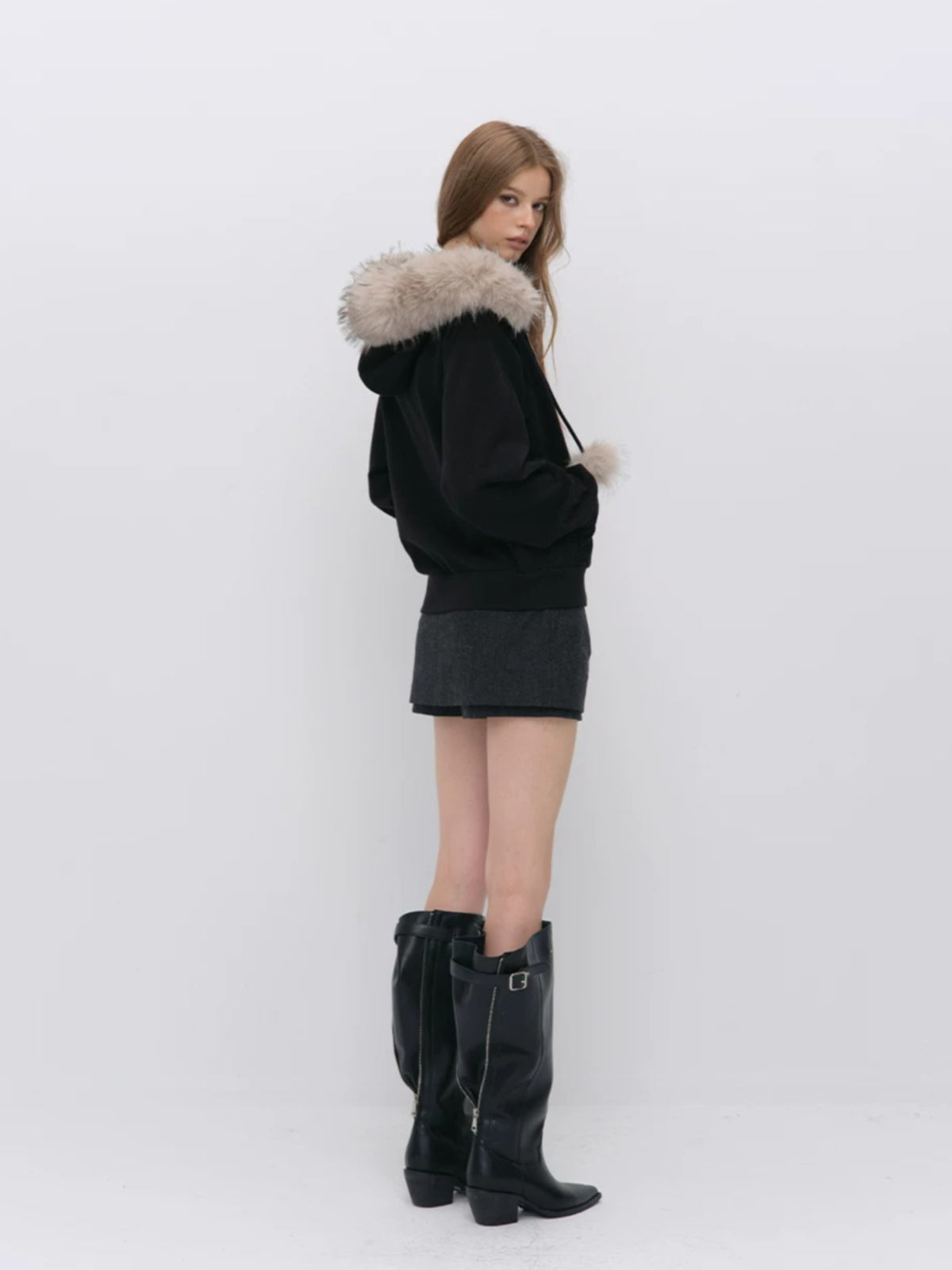 Fur Trim Knit Lounge Set