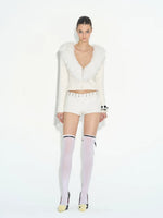 Fur Collar Zip Knit Jacket