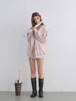 Lapel Zip Hoodie Set