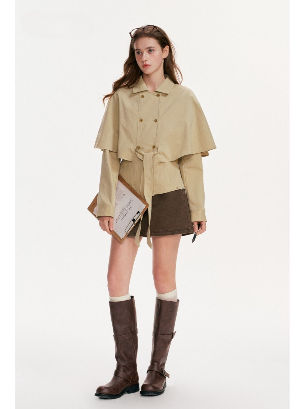 Tencel Cotton Napoleonic Cape Trench Coat