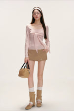 Contrast Waist Tie Skirt