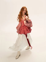 Striped Shirred Bustier Puff Sleeve Dress