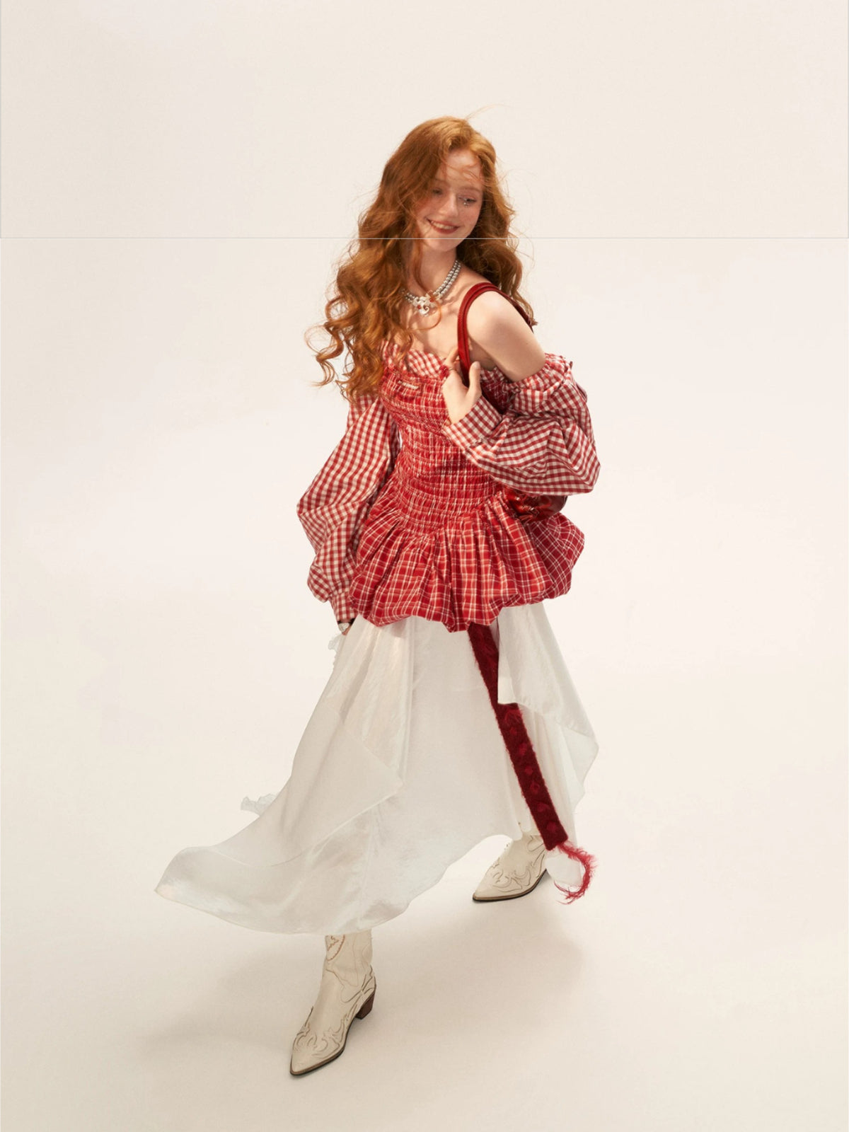 Striped Shirred Bustier Puff Sleeve Dress