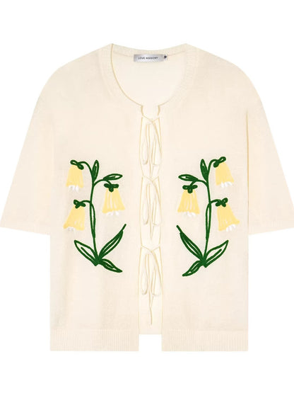 Floral Tie Knit Cardigan