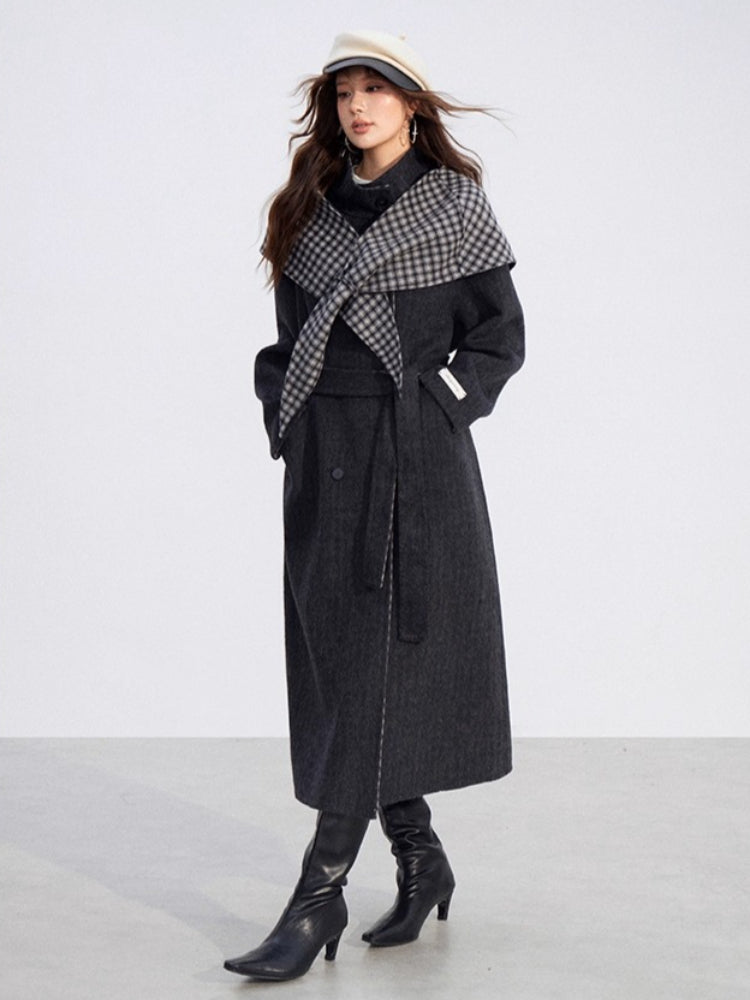 Plaid Shawl Wool Coat