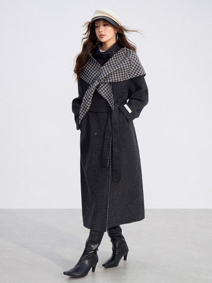 Plaid Shawl Wool Coat