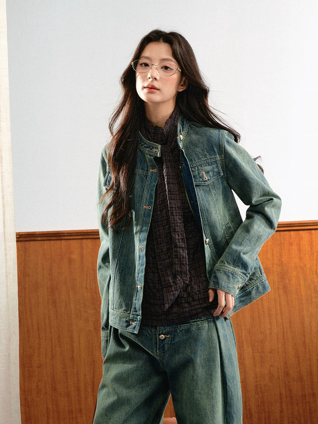 Contrast Stitch Denim Set