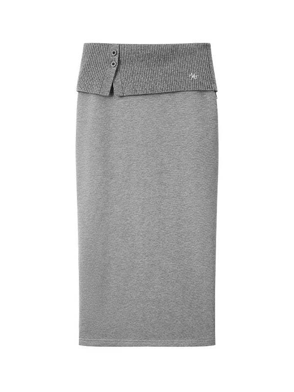 Double Veil Knit Midi Skirt
