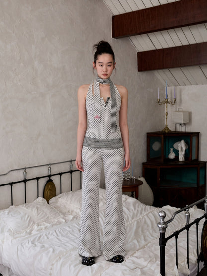 Polka Dot Stripe Double-Sided Tank Top &amp; Pants Set