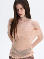 Pink Off-Shoulder Knit Top