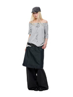 Off Shoulder Drawstring Loose T-Shirt