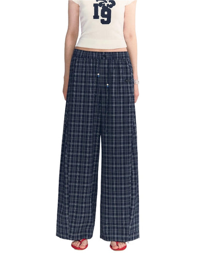Plaid Wide-Leg Pants
